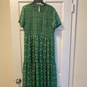 Zara green printed maxi dress